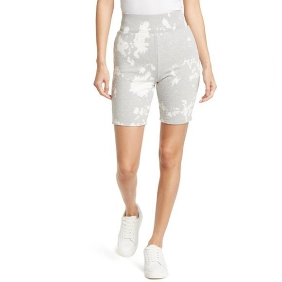 NWOT FRAME Womens Tie-Dye Biker Shorts XS Heather Grey Terry Knit High Rise - Picture 7 of 7